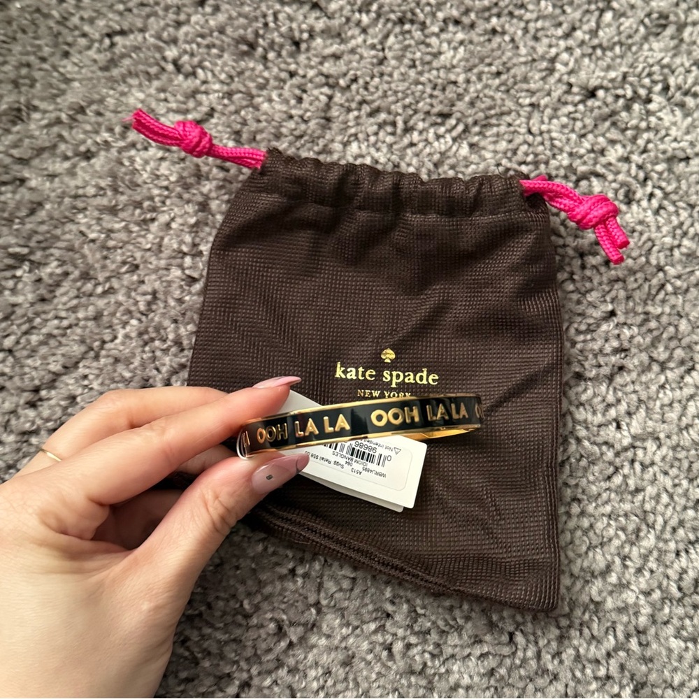 kate spade Black Enamel Bangle with Gold 'OOH LA LA' Lettering